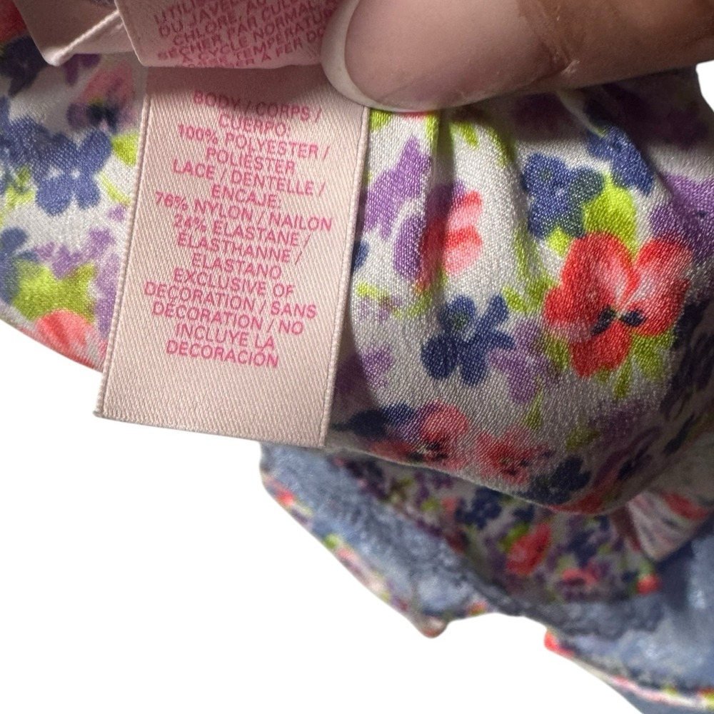 Victoria Secret Y2K Babydoll Cami Satin Florals Lace Cut Out bows Nightie sexy - Picture 15 of 16
